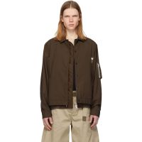 Sacai Brown Suiting & Nylon Twill Bomber Jacket 261445M175013