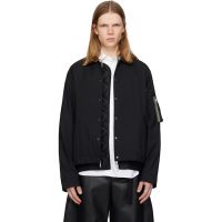 Sacai Black Suiting & Nylon Twill Bomber Jacket 261445M175014