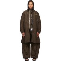 Sacai Khaki Treated Nylon Twill Coat 261445M176001
