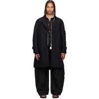 Sacai Black Treated Nylon Twill Coat 261445M176002