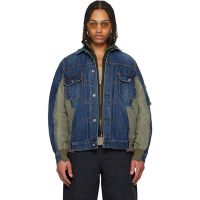 Sacai Navy & Khaki Nylon Twill Denim Jacket 261445M177001