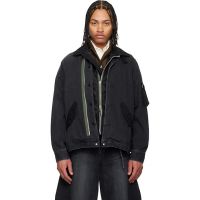 Sacai Black Nylon Twill Denim Jacket 261445M177006