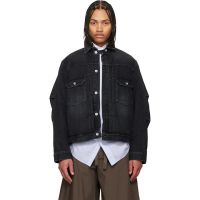 Sacai Black Faded Denim Jacket 261445M177008