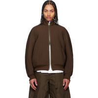 Sacai Brown Matelasse Twill Blouson Jacket 261445M180011