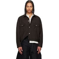 Sacai Brown Chalk Stripe Jacket 261445M180013