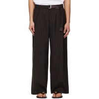 Sacai Brown Chalk Stripe Trousers 261445M191005
