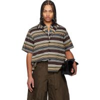 Sacai Beige & Brown Horizontal Stripe Shirt 261445M192006