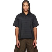 Sacai Navy Horizontal Stripe Shirt 261445M192007
