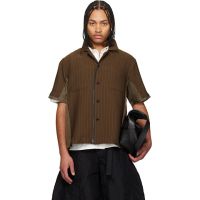 Sacai Brown Matelasse Twill Shirt 261445M192008