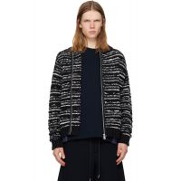 Sacai Black & White Mix Knit Blouson Cardigan 261445M200000