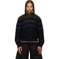Sacai Navy Horizontal Stripe Knit Pullover Sweater 261445M201002