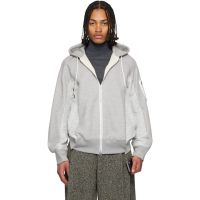 Sacai Gray Sponge Sweat & Nylon Twill Hoodie 261445M202016