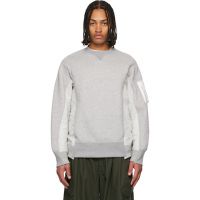 Sacai Gray Sponge Sweat & Nylon Twill Sweatshirt 261445M204002