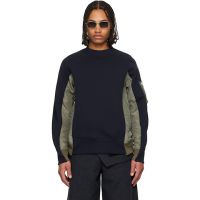 Sacai Navy & Khaki Sponge Sweat Nylon Twill Sweatshirt 261445M204003