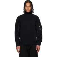 Sacai Black Sponge Sweat & Nylon Twill Sweatshirt 261445M204004