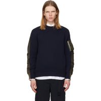 Sacai Navy & Khaki Sponge Pullover Sweatshirt 261445M204010