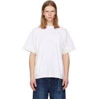 Sacai White Cotton Jersey & Light Wight Denim T-shirt 261445M213031