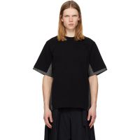 Sacai Black Cotton Jersey & Light Wight Denim T-shirt 261445M213032
