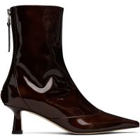 Aeyde Brown Sila Patent Leather Boots 261454F113002