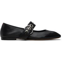 Aeyde Black Uma Eyelet Leather Mary-Janes Flats 261454F118022