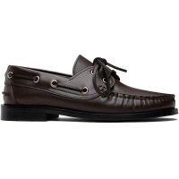 Aeyde Brown Harris Leather Boat Shoes 261454F121016