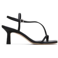Aeyde Black Elise Leather Toe-Post Heeled Sandals 261454F125015