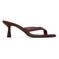Aeyde Burgundy Daphne Leather Thong Heeled Sandals 261454F125016