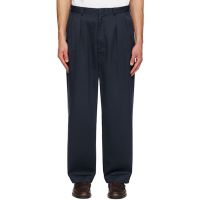 Nanamica Navy Double Pleated Chino Trousers 261467M191003