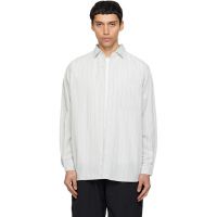 Nanamica Gray Regular Collar Stripe Wind Shirt 261467M192001