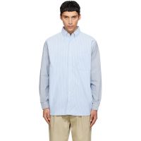 Nanamica Blue & Gray Button Down Stripe Storm Shirt 261467M192004