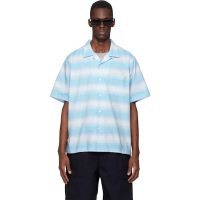 Nanamica Blue Open Collar Pique S/S Shirt 261467M192007