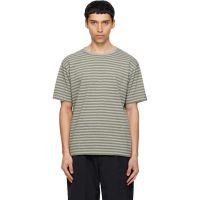 Nanamica Khaki & Gray COOLMAX Stripe Jersey T-shirt 261467M213003