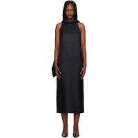 Loulou de Saison Black Susan Twisted Collar Maxi Dress 261473F055000