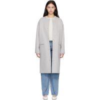 Loulou de Saison Gray KERRY Wool Cashmere Drap Oval Coat 261473F059001