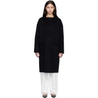 Loulou de Saison Black KERRY Wool Cashmere Drap Oval Coat 261473F059003