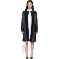 Loulou de Saison Black YARI Ostrich-Effect Leather Coat 261473F064002