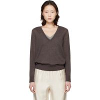 Loulou de Saison Brown Julio LDS Fluid Cashmere Sweater 261473F100001