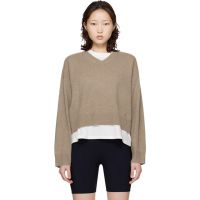 Loulou de Saison Taupe Anzor LDS Cashmere V Neck Sweater 261473F100006