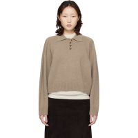 Loulou de Saison Taupe Homere LDS Cashmere Polo Sweater 261473F108002