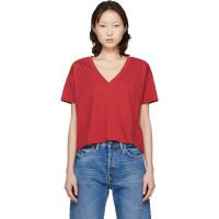 Loulou de Saison Red Faaa LDS V-neck T-shirt 261473F110005