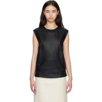 Loulou de Saison Black FIZA Ostrich-Effect Leather Blouse 261473F111009