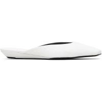 Loulou de Saison White Alix Ostrich-Effect Leather Mule Flats 261473F121002