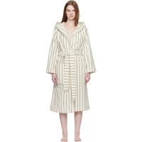 Tekla White & Green Terry Hooded Bathrobe 261482F077018
