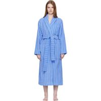 Tekla Blue & White Terry Classic Bathrobe 261482F077020
