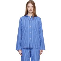Tekla Blue Poplin Long-Sleeved Pyjama Shirt 261482F079016
