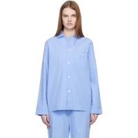 Tekla Blue Poplin Long-Sleeved Pyjama Shirt 261482F079019