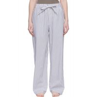 Tekla White & Blue Poplin Pyjama Pants 261482F079034