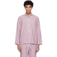 Tekla Pink & White Poplin Long-Sleeved Pyjama Shirt 261482M218005