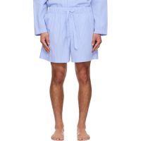 Tekla Blue Poplin Pyjama Shorts 261482M218012