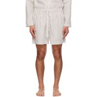 Tekla Beige & Brown Poplin Pyjama Shorts 261482M218014